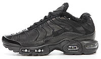 Зимові чоловічі кросівки Nike Air Max Tn All Black з хутром