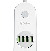 Мережевий фільтр Gelius G-Power GP-PS-001 (4 - 220V/4 USB порта 3.4A) 2м White, фото 2