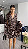Ніжна жіноча коротка приталена міні-сукня із софту з леопардовим принтом і відкритою спиною, фото 2