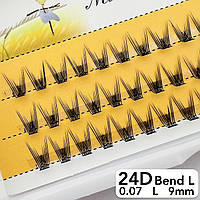 Nesura Eyelash Premium 24D, 0,07, изгиб L, 9 мм, 48 пучков Ресницы пучки Несура Премиум 24д Л изгиб