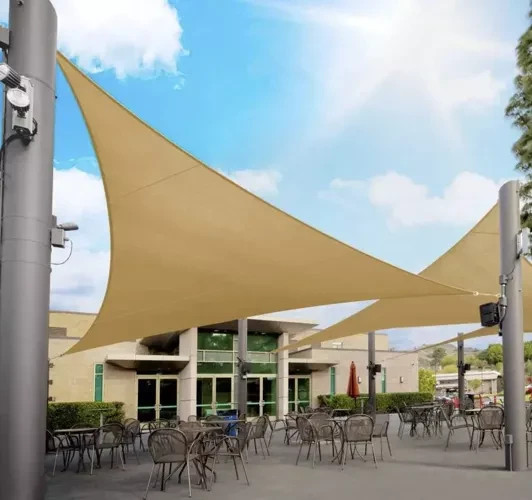 Тент-парус трикутник теневий 4х4х4 м Gardlov, навіс від дощу та сонця, Бежевий (23142)