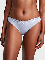 Женские трусики Victoria's Secret Stretch Cotton Lace-Waist Bikini XS голубые