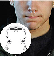 Септум обманка в ніс пірсинг на магніті фейкові носові кільця чорні з нержавіючої сталі 28087, фото 7