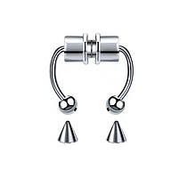 Септум обманка в ніс пірсинг на магніті фейкові носові кільця чорні з нержавіючої сталі 28087, фото 8