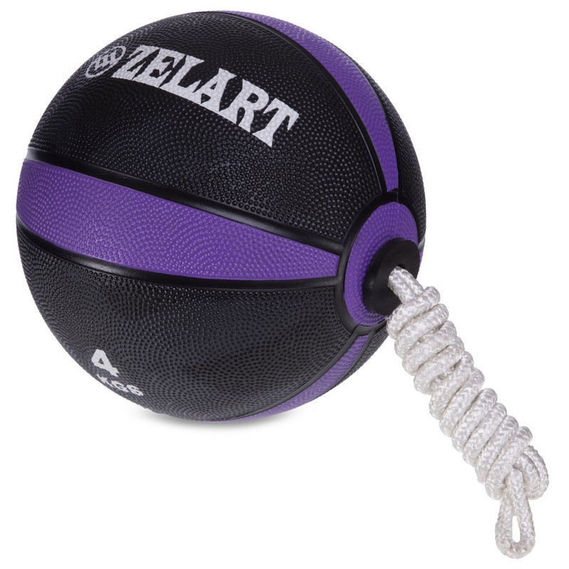 Мяч медицинский Tornado Ball Zelart FI-5709-4 4кг черный-фиолетовый - фото 3 - id-p1130807870