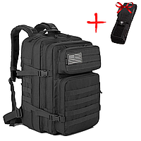 Тактический рюкзак Черный 50 л + Подарок подсумок под турникет, рюкзак для военных DRIM