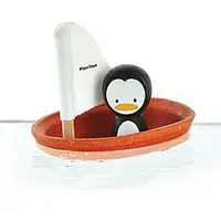 Plan Toys, Вітрильник з пінгвіном, дерев'яна іграшка