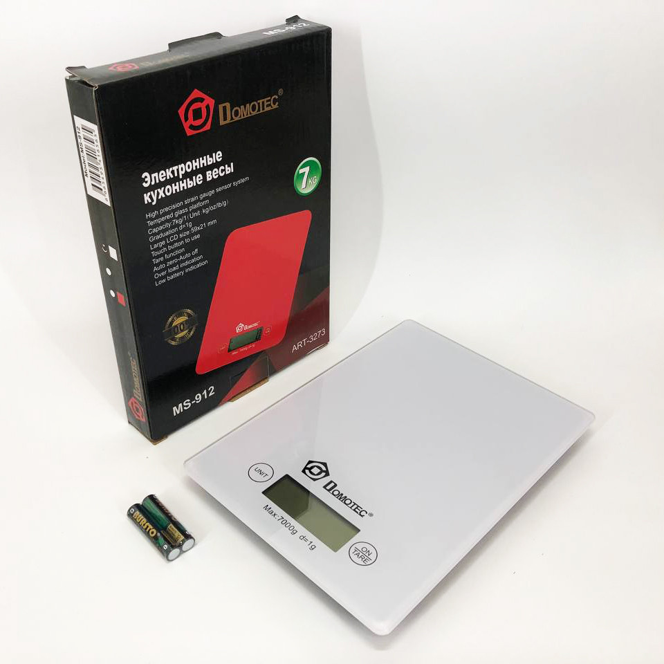 Ваги кухонні DOMOTEC MS-912 Glass, електричні кухонні ваги, точні кухонні ваги. DZ-867 Колір: білий
