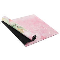 Коврик для йоги Замшевый Record FI-5662-28 размер 183x61x0,3см розовый с принтом Нежность Лотоса
