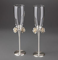 Свадебные бокалы на металлической ножке Veronese Розы белые набор из 2 шт 1021G Не медли покупай!