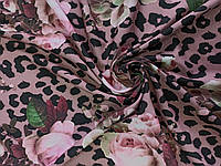 Летняя ткань Супер софт принт роза на фрезовом фоне
