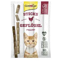 ТЕРМІН 06.2024 Ласощі для котів GimCat Sticks 4 шт. (домашня птиця)
