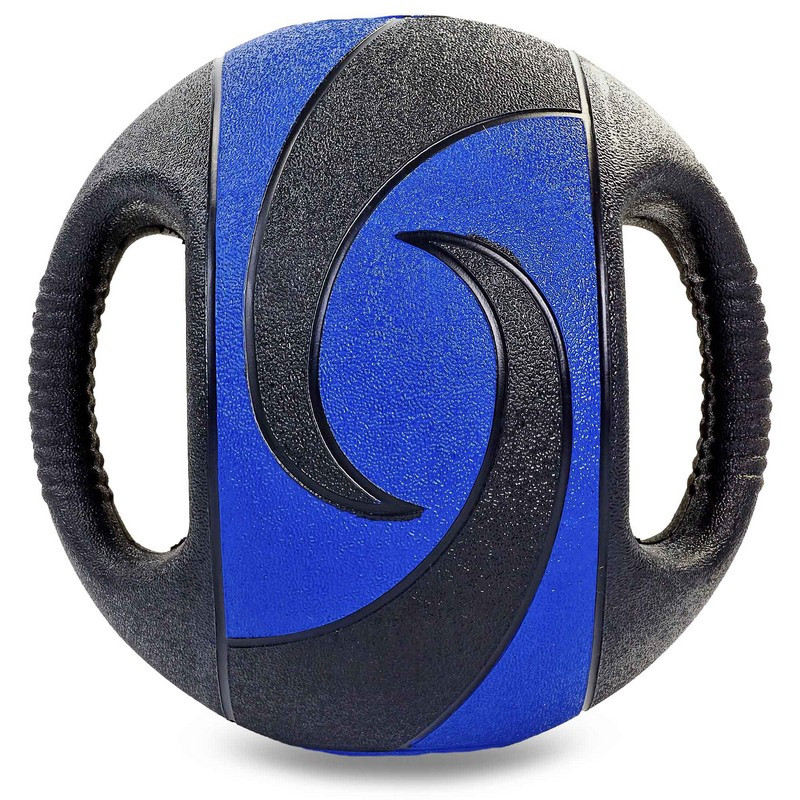 Мяч медицинский медбол с двумя ручками Record Medicine Ball FI-5111-9 9кг черный-синий - фото 2 - id-p1130811091