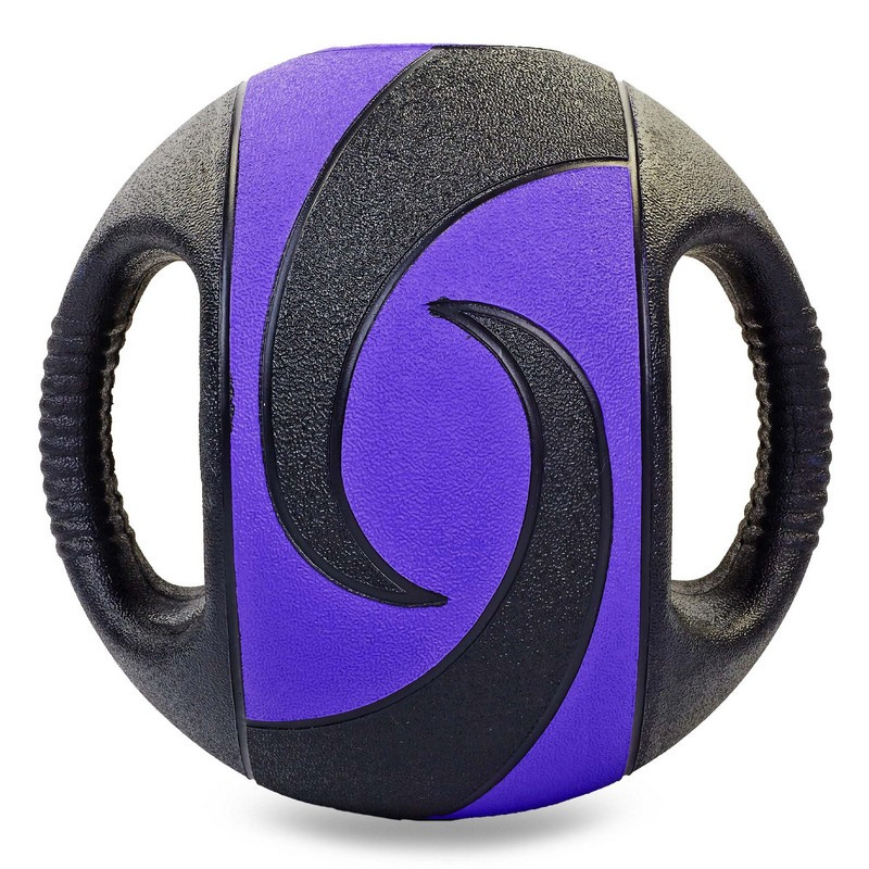 Мяч медицинский медбол с двумя ручками Record Medicine Ball FI-5111-5 5кг черный-фиолетовый - фото 2 - id-p1130811094
