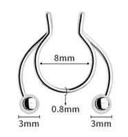 Кліпси обманки в ніс колір рожевий золото. Септум обманка в пірсинг кліпс ніс. Фейк носові кільця, фото 2