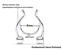 Фейк носові кільця сірий колір. Септум обманка в ніс кліпс пірсинг. Кліпси обманки в ніс, фото 3