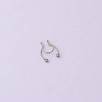 Кліпси обманки в ніс колір рожевий золото. Септум обманка в пірсинг кліпс ніс. Фейк носові кільця, фото 6