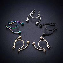 Кліпси обманки в ніс колір рожевий золото. Септум обманка в пірсинг кліпс ніс. Фейк носові кільця, фото 4