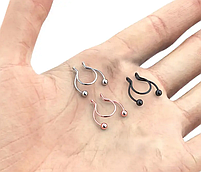 Кліпси обманки в ніс колір рожевий золото. Септум обманка в пірсинг кліпс ніс. Фейк носові кільця, фото 8