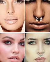 Септум обманка в носі пірсинг кліпс колір чорний. Фейк носові кільця. Кліпси обманки в ніс, фото 5