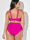 Купальник роздільний з високою талією великих розмірів рожевий, фото 3