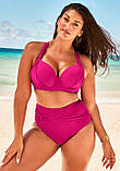 Купальник роздільний з високою талією великих розмірів рожевий, фото 4