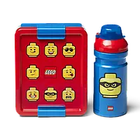 LEGO Classic, коробка для завтрака и бутылка с водой.