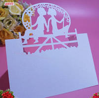 Рассадочные белые карточки на свадьбу - в наборе 25шт., размер 12,5*9,5см, картон, лазерная обработка