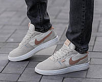 Кроссовки мужские легкие NIKE SQUASH TYPE Beige стильные бежевые замшевые кеды найк повседневные кросы на лето