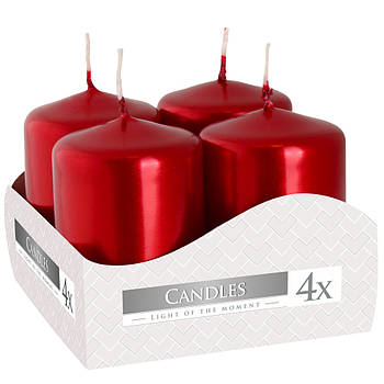 Упаковка свічок циліндрів перламутрово-червоних 40*60 мм BISPOL