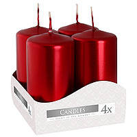 Упаковка свечей цилиндров перламутрово-красных 40*80 мм BISPOL
