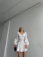Легкий женский белый дышащий комбинезон в цветочно-растительный принт Лентий комбинезон 42/44, Белый