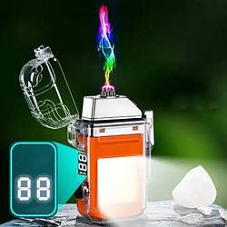 Запальничка електроімпульсна USB Lighter 9033 з ліхтариком Black