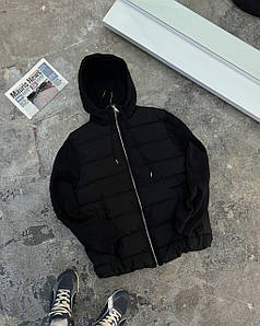 Демісезонна куртка з трикотажним рукавом на пуху весна осінь чорна Infinity курточка чоловіча на весну осінь