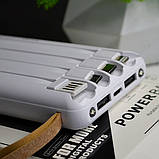 🤍Повербанк PowerBank 10000 mAh зарядний пристрій, сонячна панель, ліхтар, 4 вбудовані кабелі, Білий, фото 5