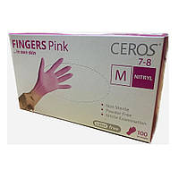 Перчатки нитриловые CEROS Fingers Pink, 100 шт (50 пар), M