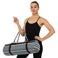 Сумка для йога коврика KINDFOLK Yoga bag Zelart FI-6969-6 серый-синий