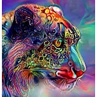 Алмазна мозаїка за номерами 40*50 "Кольоровий гепард" карт уп. (полотно на рамі)