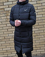 Зимняя мужская куртка удлиненная, парка Nike (Найк), черная