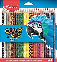 Maped, Colorpeps Animals, карандашные мелки, треугольные, 24 цвета