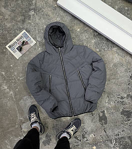 Куртка чоловіча графіт на пуху весна осінь єврозима Mild курточка чоловіча сірого кольору на весну осінь