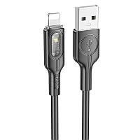 Дата кабель Hoco U120 Transparent explore intelligent power-off USB to Lightning (1.2m) BKA