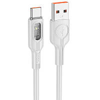 Дата кабель Hoco U120 Transparent explore intelligent power-off USB to Type-C 5A (1.2m) BKA