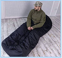 Спальный мешок на флисе изнутри, мешок для транспортировки. черный BKA