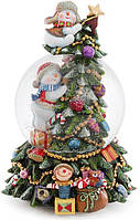 Декоративный водяной шар "Снеговики на елке" 18см, музыкальный BKA