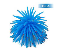 Декор для аквариума голубой "Морской еж" - диаметр 7см, силикон, (безопасный для рыб и креветок)