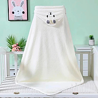 Детское полотенце-уголок Кремовый, полотенце банное с капюшоном, полотенце микрофибра