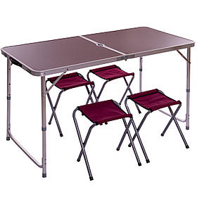 Набір для пікніка (стіл+4стула) 8278 (р-р столу 60х120см, метал, ламін.ДСП)