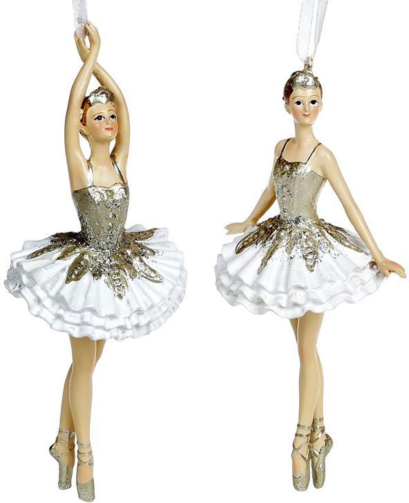 Набір 6 підвісних статуеток "Балерина" 14.5см, шампань з білим BKA
