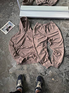 Весняний осінній чоловічий костюм тринитка петля без начосу бежевий базовий Base худі штани бежевого кольору